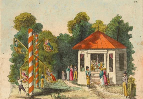 Körhinta a Práterben 1800 körül, színezett rézkarc